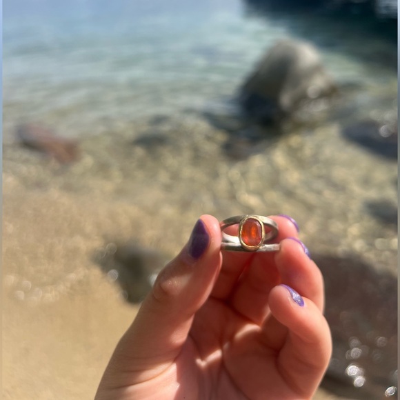 💎100% GENUINE Carnelian GEM. 💯 Sterling Silver and gold ring. Truly A DAZZLER! 6 - Picture 6 of 9